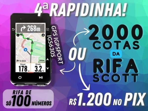 GPS IGPSPORT IGS630-S ou 2.000 COTAS DA RIFA SCOTT OU R$1.200,00 no PIX! 